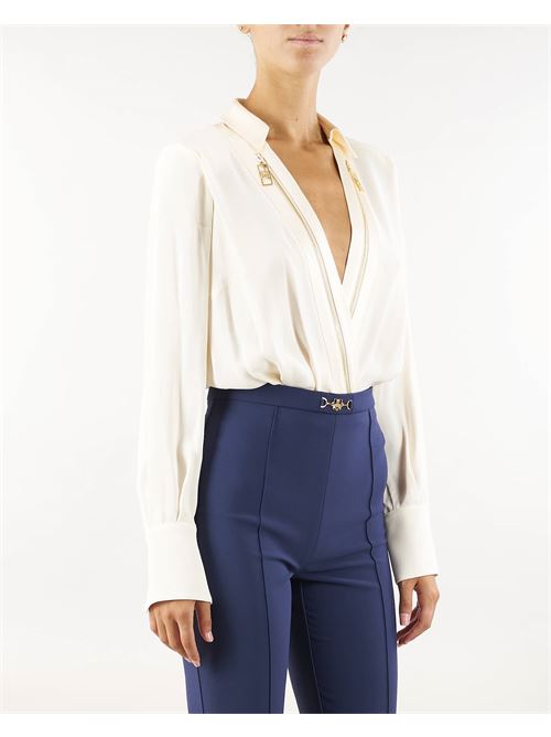 Body shirt in georgette and satin with zip Elisabetta Franchi ELISABETTA FRANCHI | Shirt | CB00346E2193